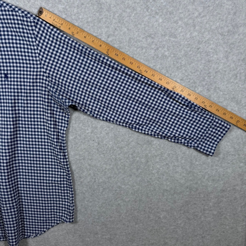 Polo Ralph Lauren Performance Gingham Dress Shirt XXL 2XL Navy Button Down Pony - Picture 8 of 11